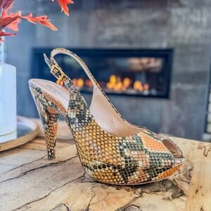 Gastone Lucioli, Made in Italy, Snakeskin Slingback Platform Heel, Women’s 9.5